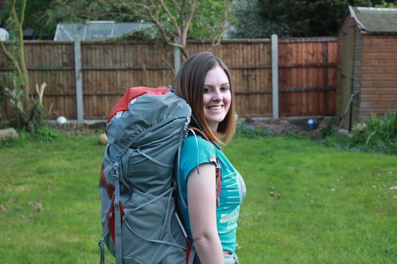 Lauren Juliff with her Osprey backpack