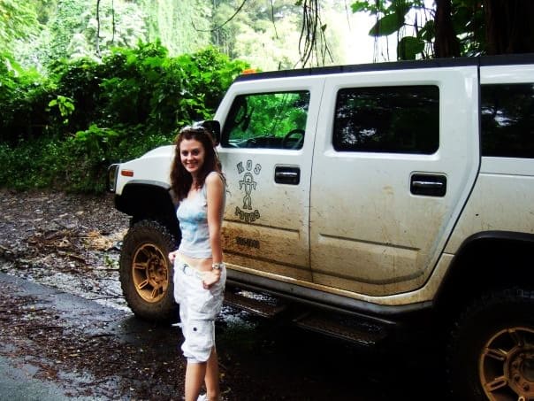 Lauren with a Kos Tours hummer in Hawaii