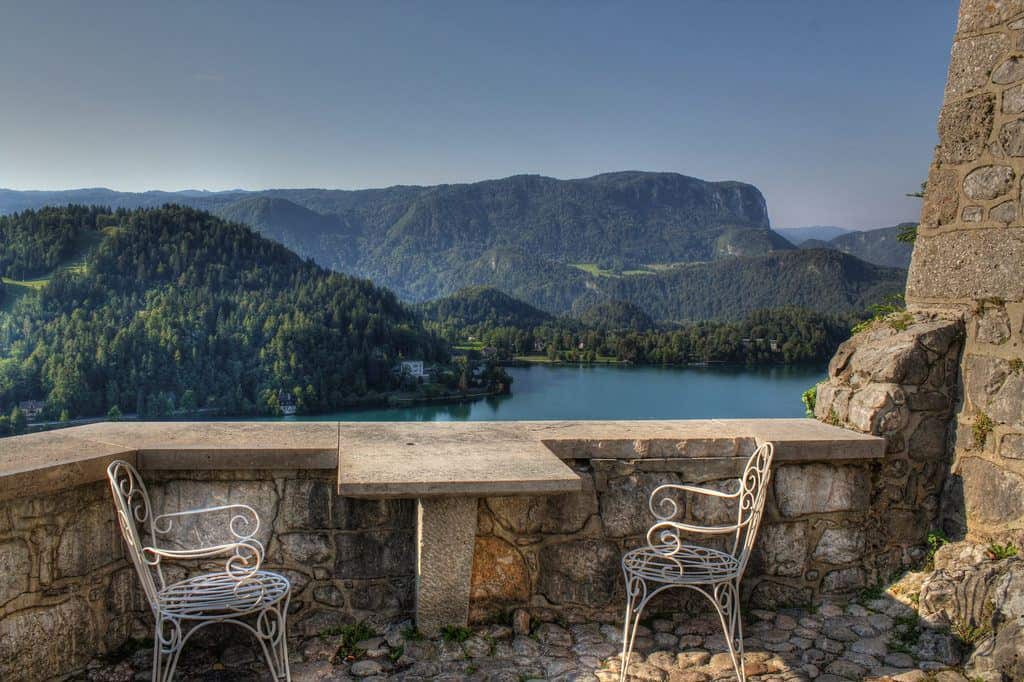 view of the alps from bled castle