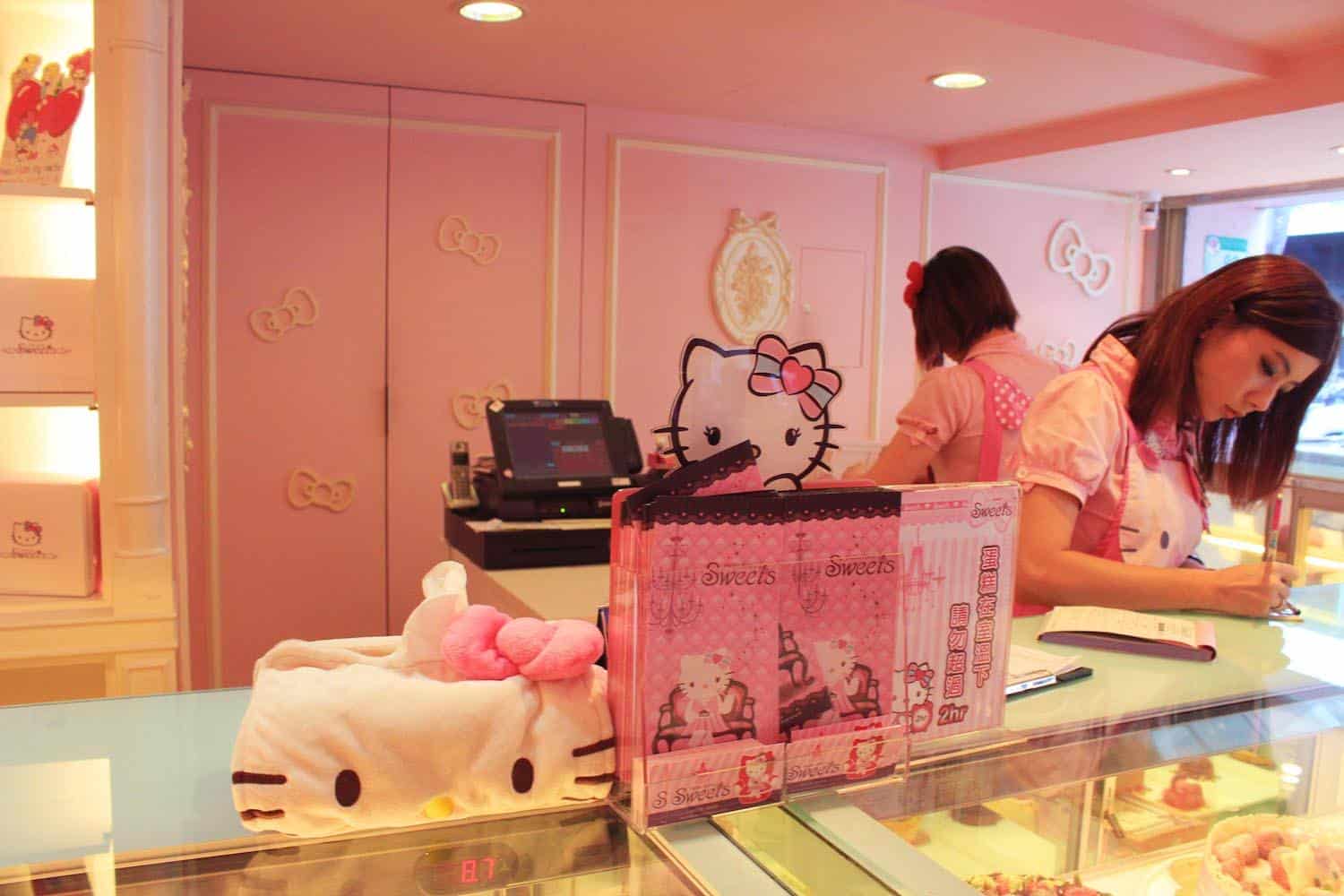 Staff at Hello Kitty Sweets in Taiwan