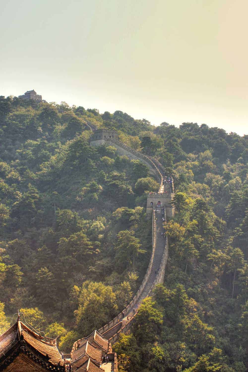 portrait great wall of china sunset