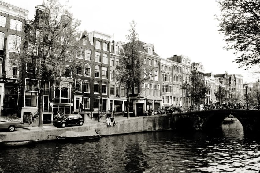 Amsterdam canals sepia