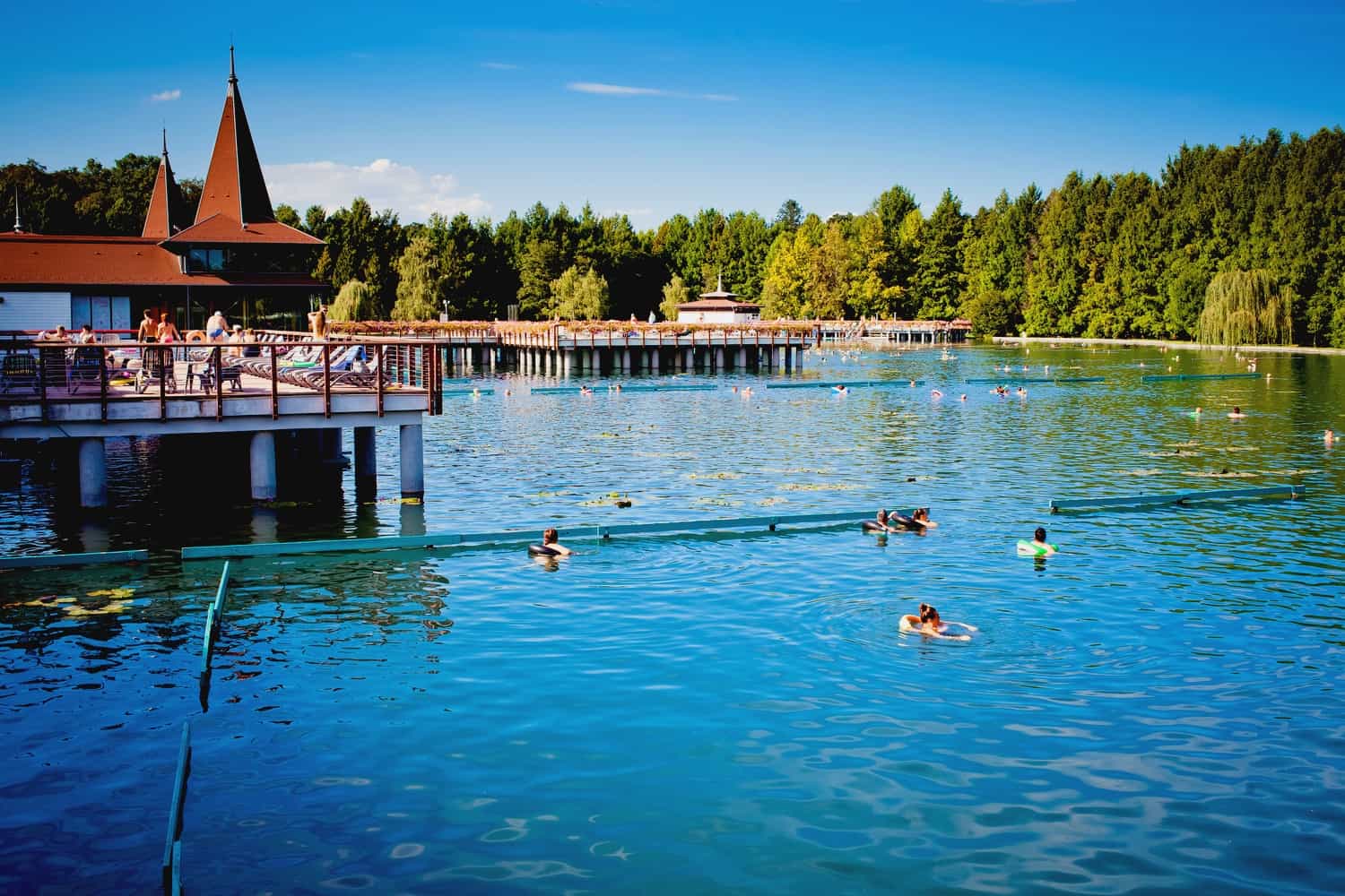 People swimming in Lake Heviz
