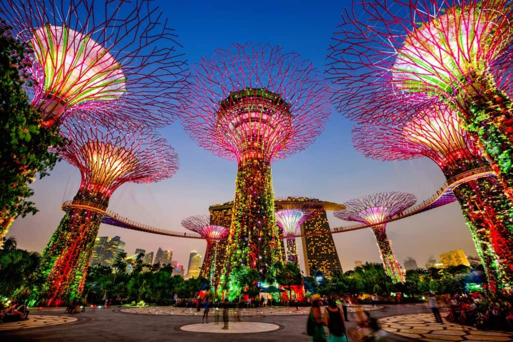 Gardens by the Bay in Singapore at night