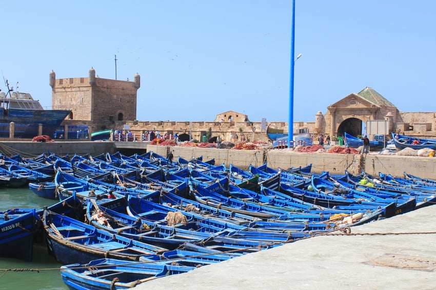 bateaux bleus port essaouira