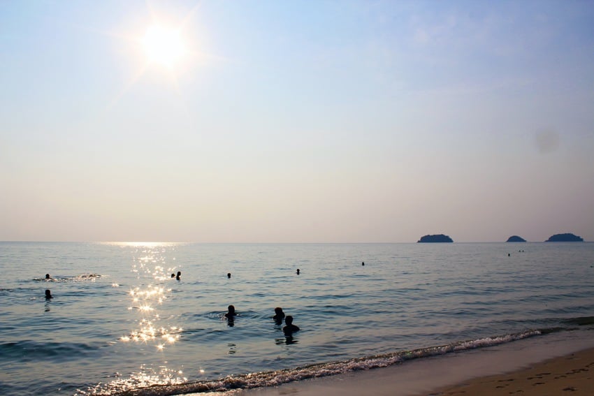 swimming on lonely beach koh chang