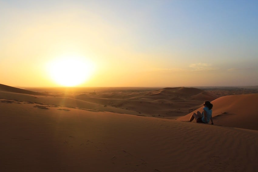 the sahara desert morocco sunset