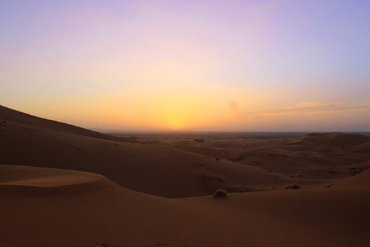 sunset in the sahara desert