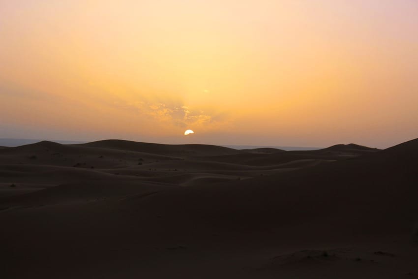 sunrise in the sahara desert