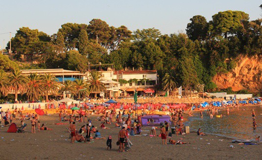 Crowded beach in Ulcinj