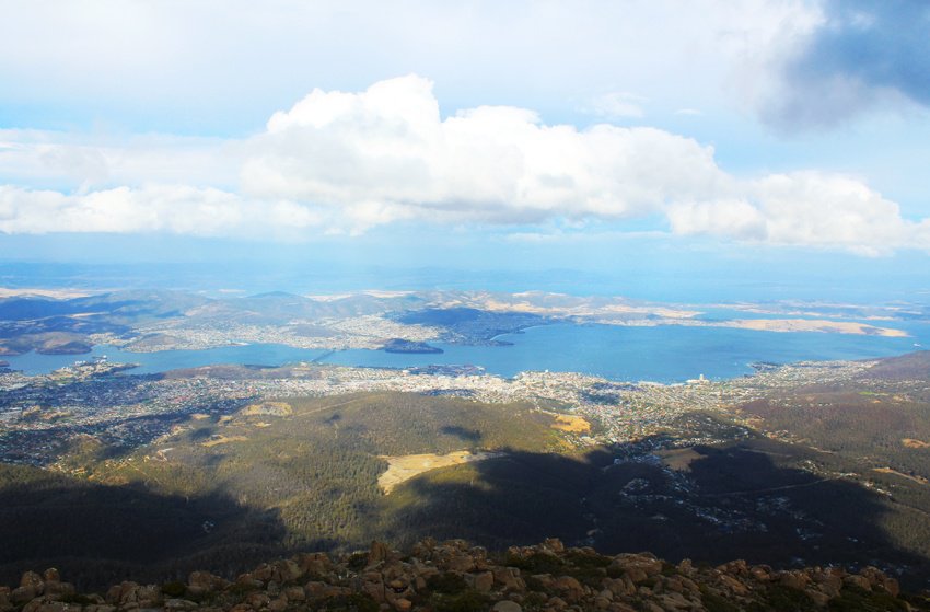 View of Hobart from the top of Mount Wellington