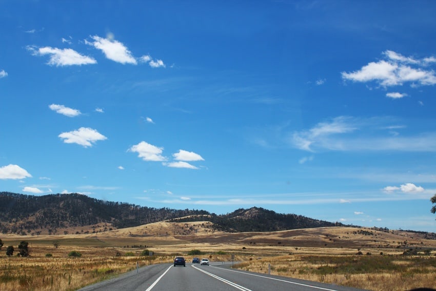 Driving on a Tasmanian road trip Driving on a Tasmanian road trip