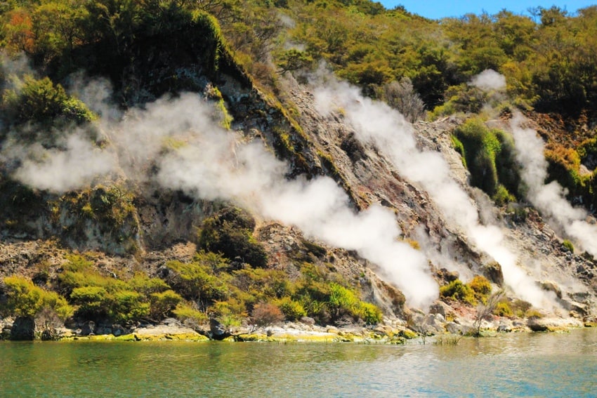 Geyser on Rotorua boat cruise