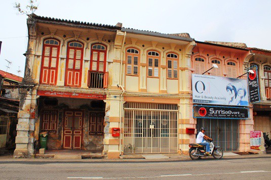 Colourful buildings in Penang