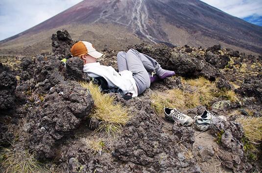 Napping on the Tongariro Crossing