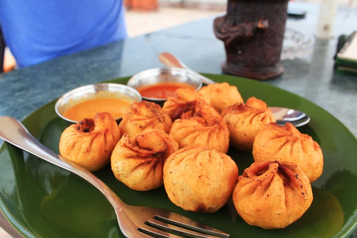Fried buff momos -- so good!