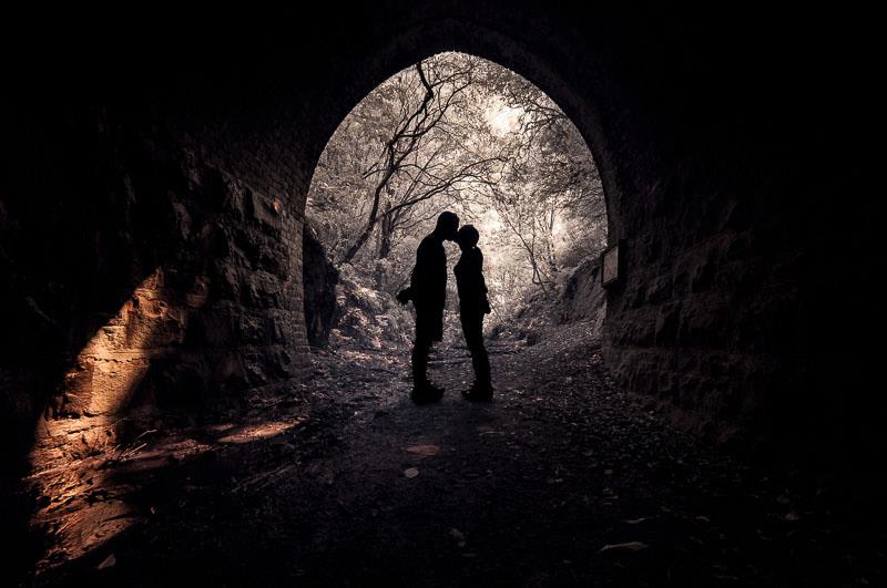 Lauren and Dave in the railway tunnel