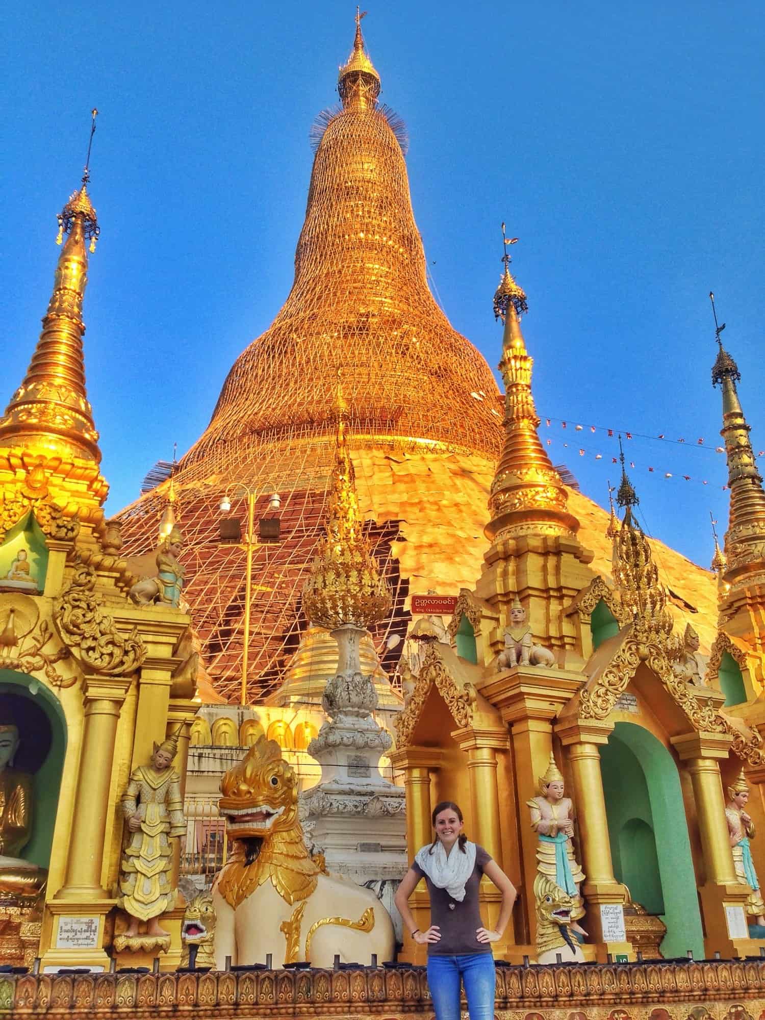 Lauren at Shwedagon Pagoda