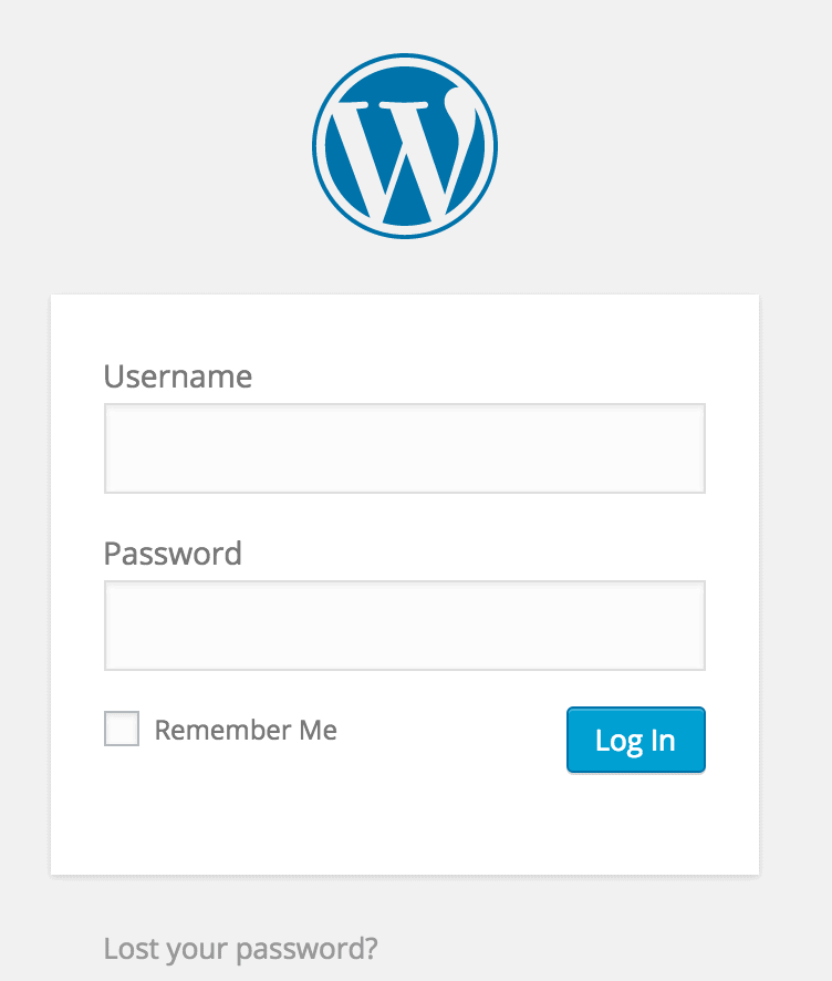 Wordpress sign in screen