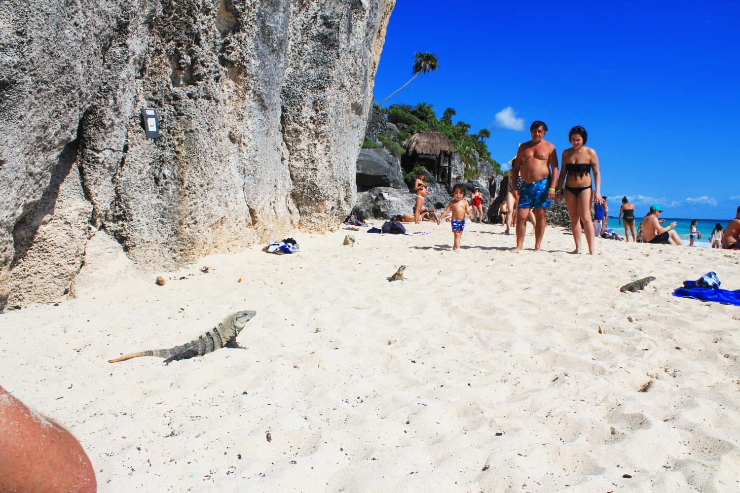 Crowded beach in Tulum