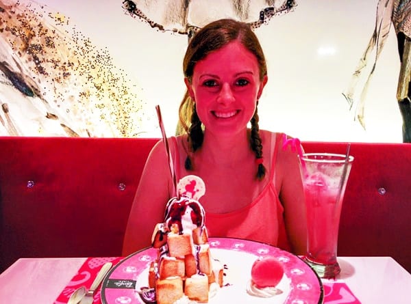 Lauren in the Barbie cafe