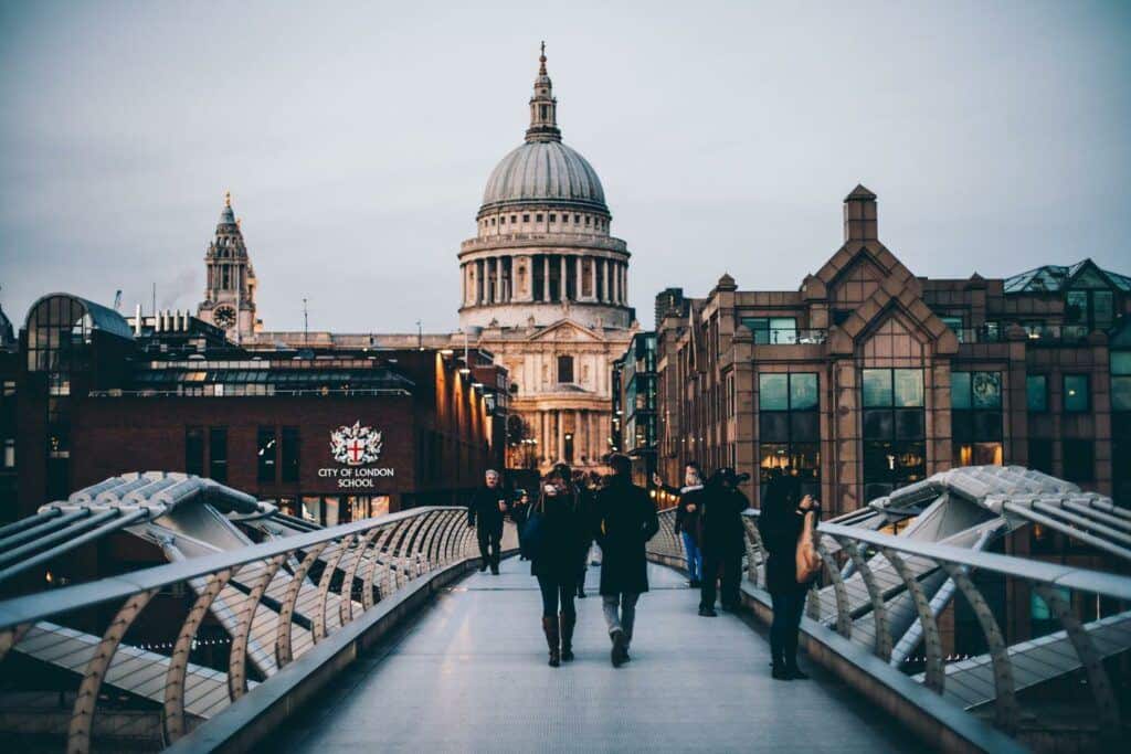 st pauls cathedral and millennium bridge in london