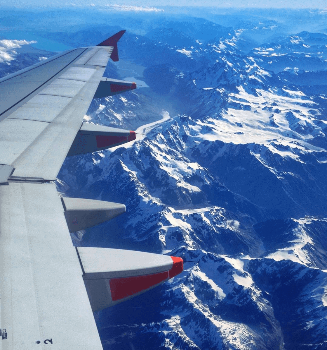 Flying over New Zealand