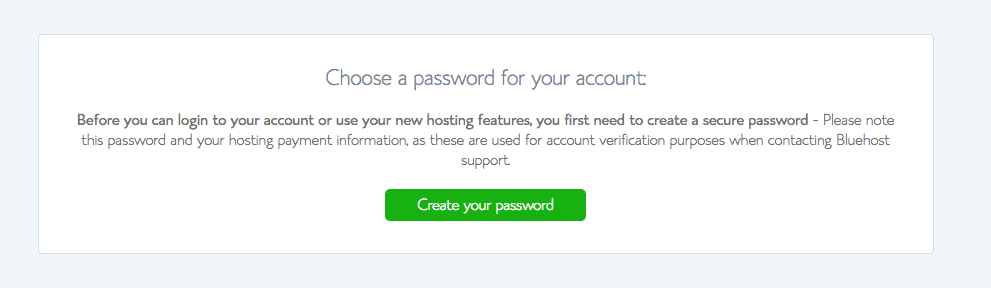Bluehost password