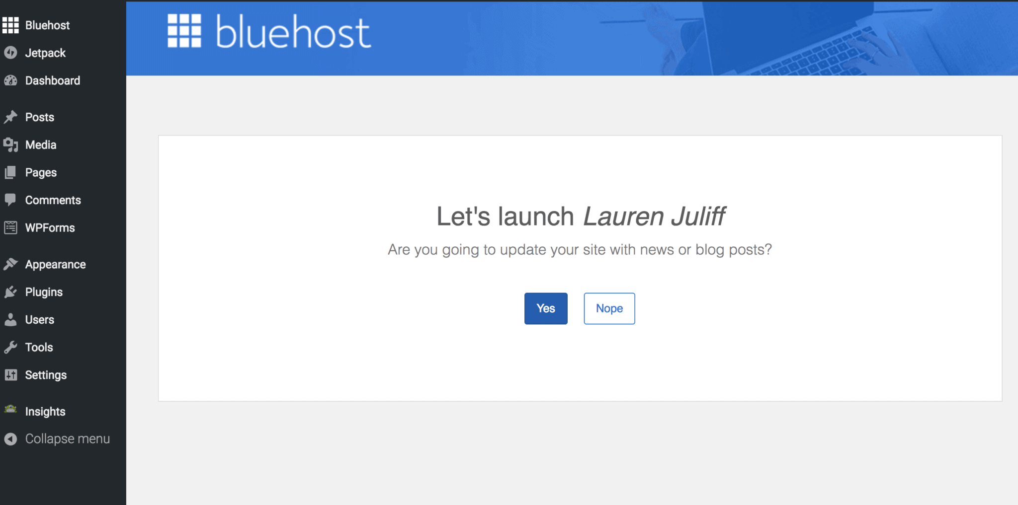 Bluehost sign up