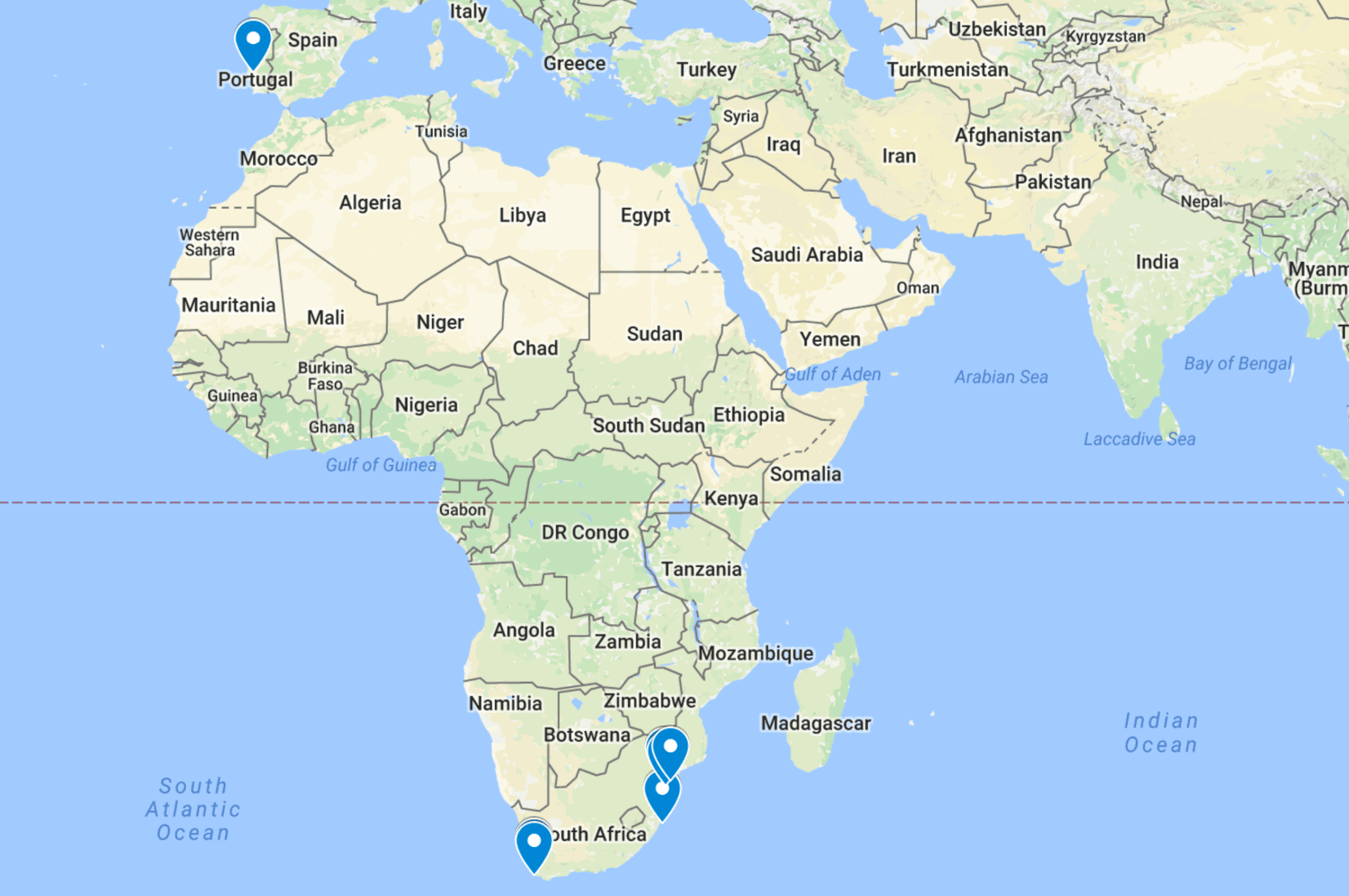 February 2017 travel map 