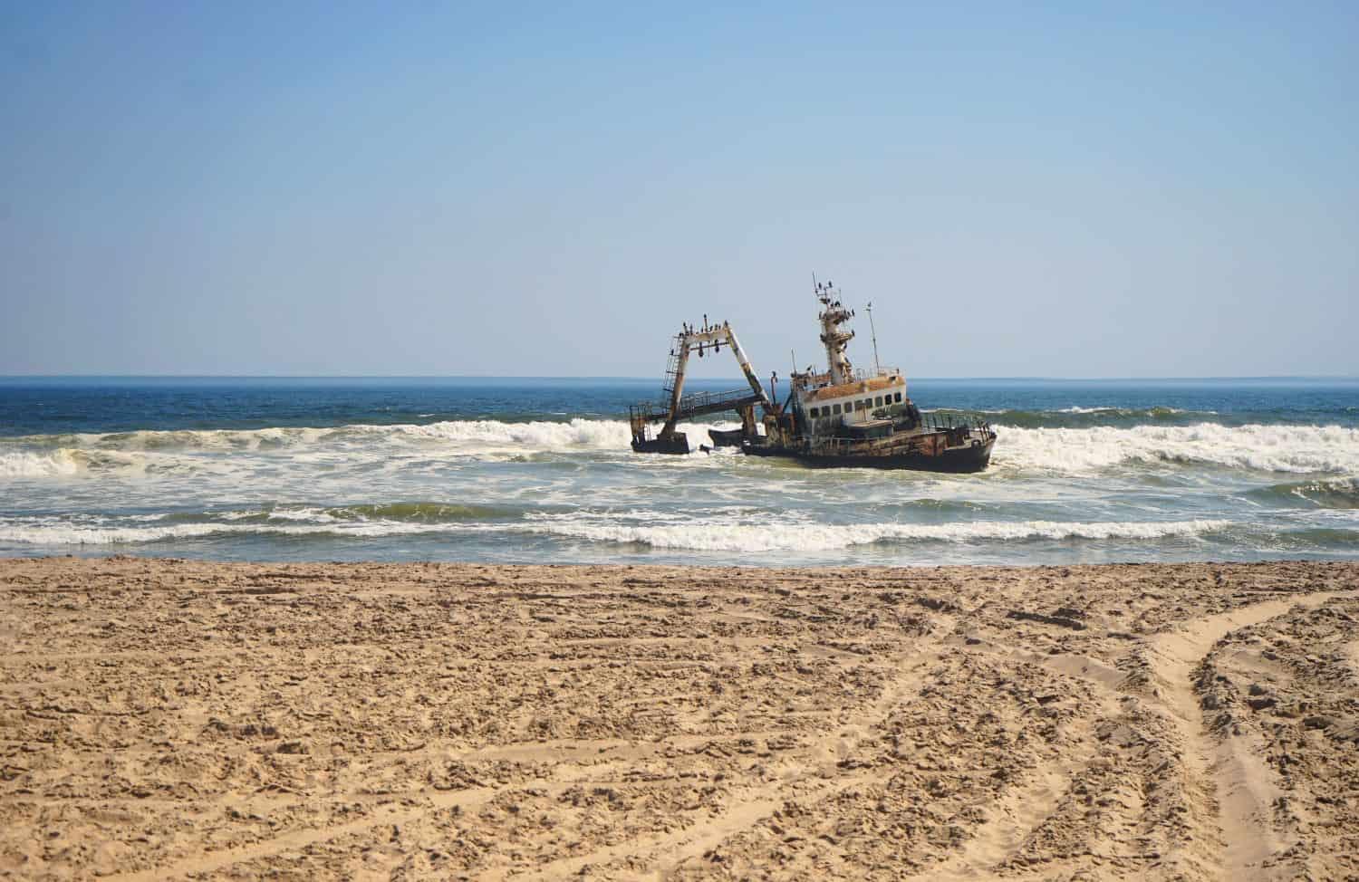 Shipwreck on the Skeleton Coast in Namibia