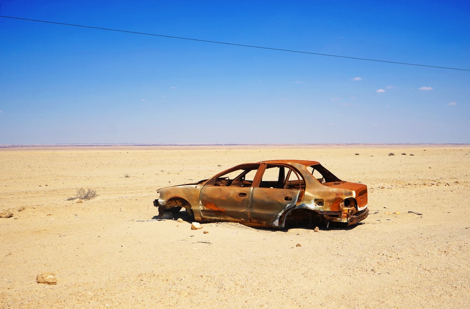 Burnt out car in Namibia