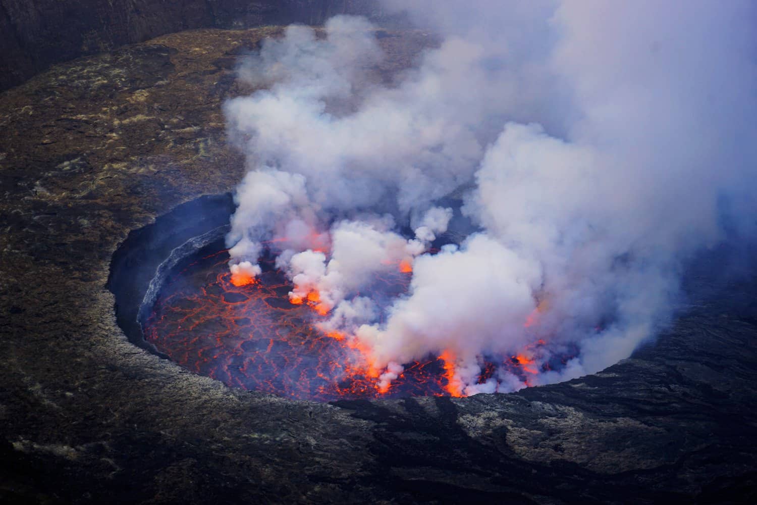 Mount Nyiragongo during the day
