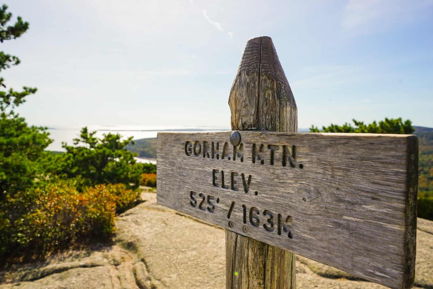 Acadia Gorham Mountain sign