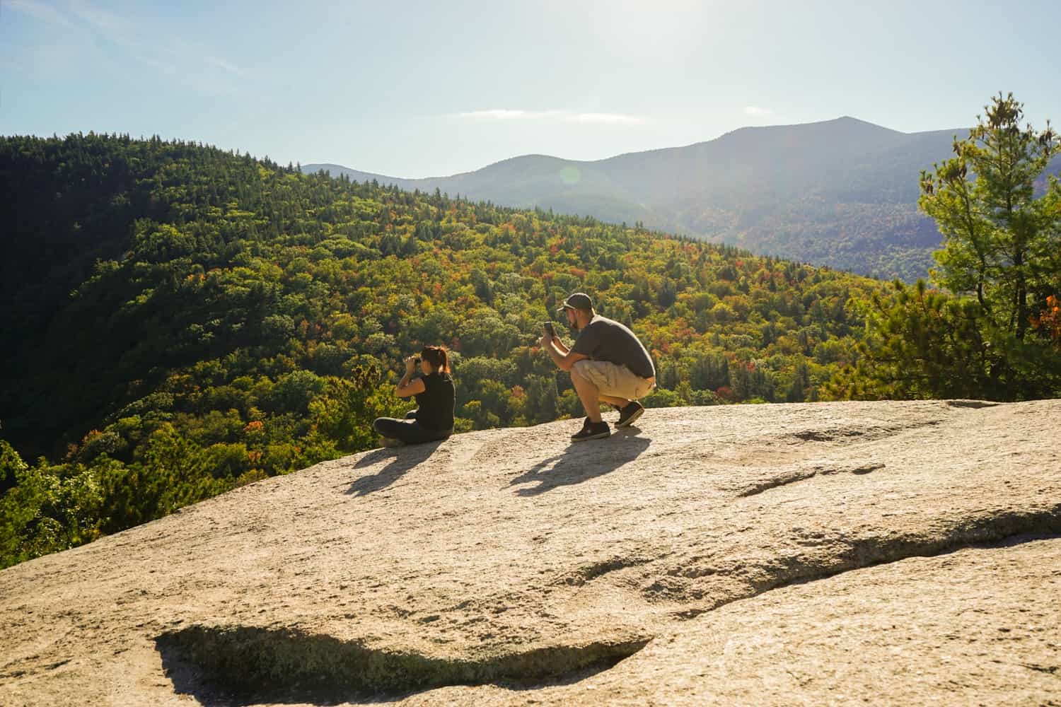 Taking photos at Cathedral Lodge in New Hampshire