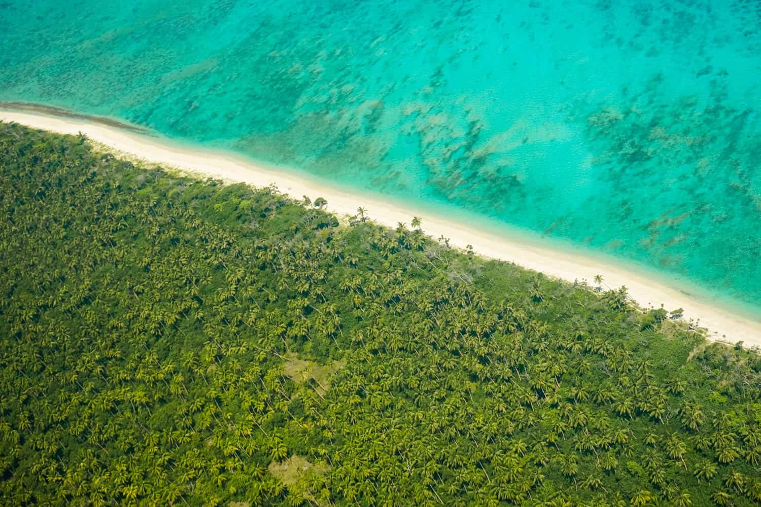 Flight over a beach in Tonga