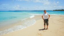 Girl on beach in Tonga