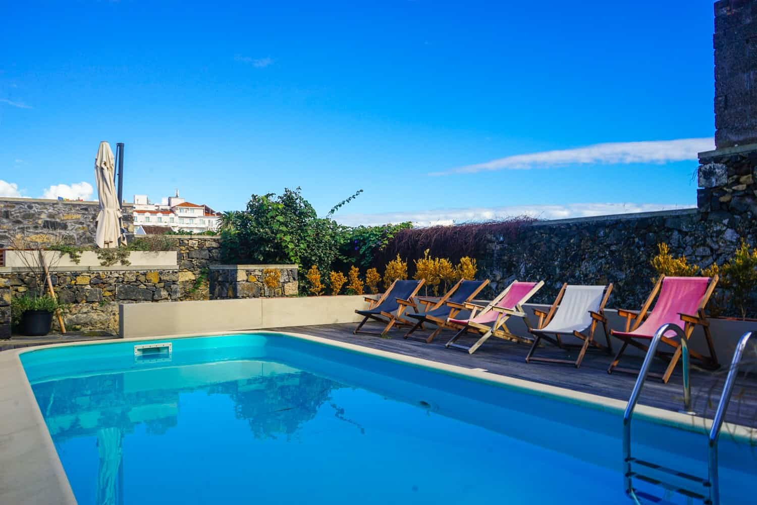 Swimming pool at Azorean Urban Lodge on Sao Miguel