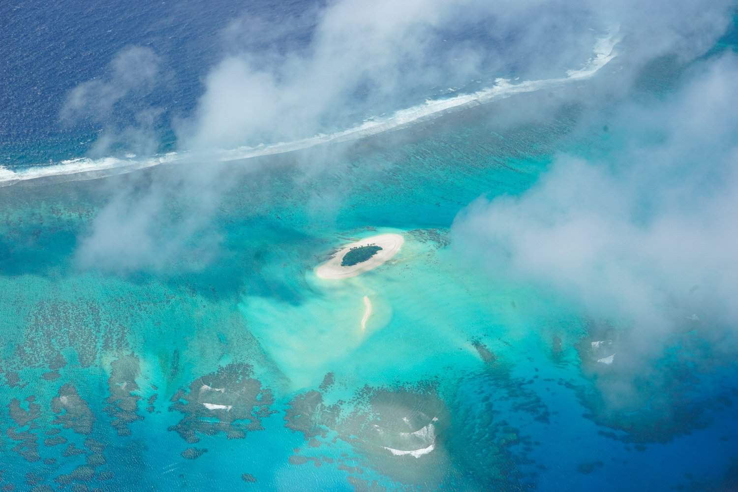 Tongan island from the plane