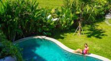 Girl next to pool at Bali villa