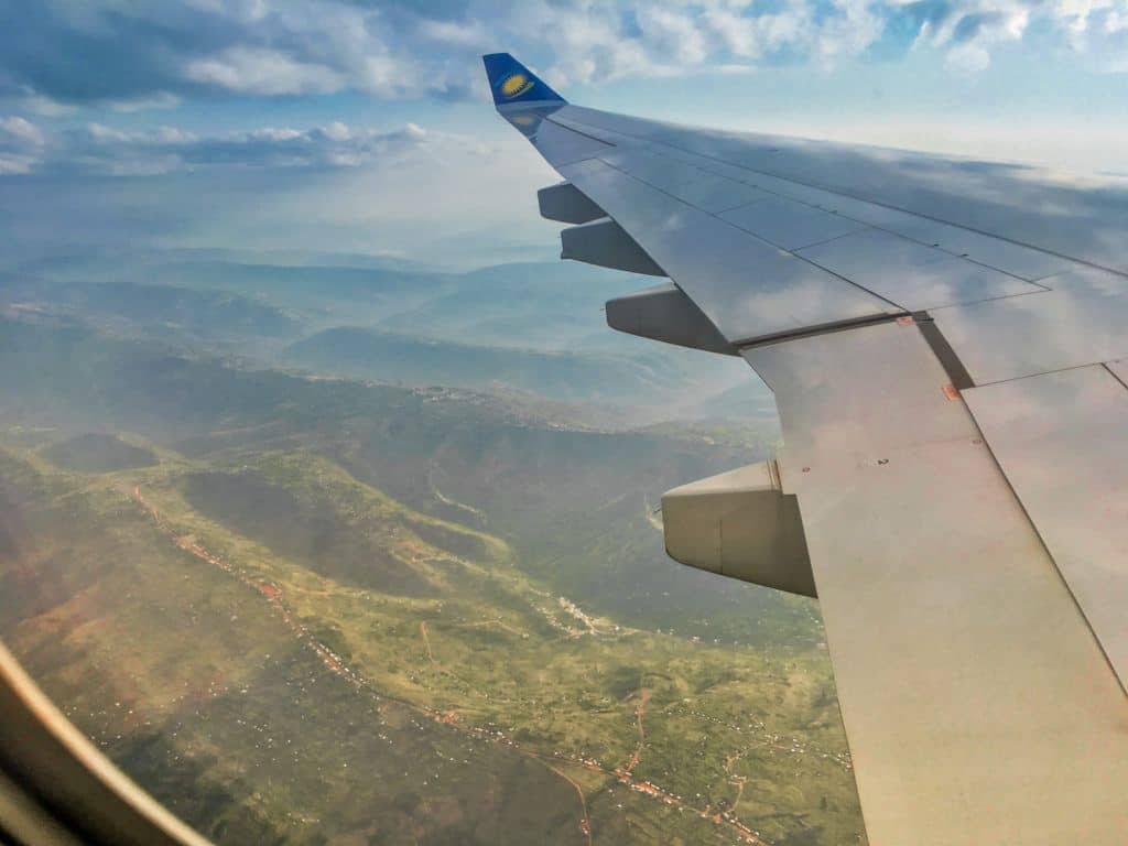 Flying over the hills in Rwanda