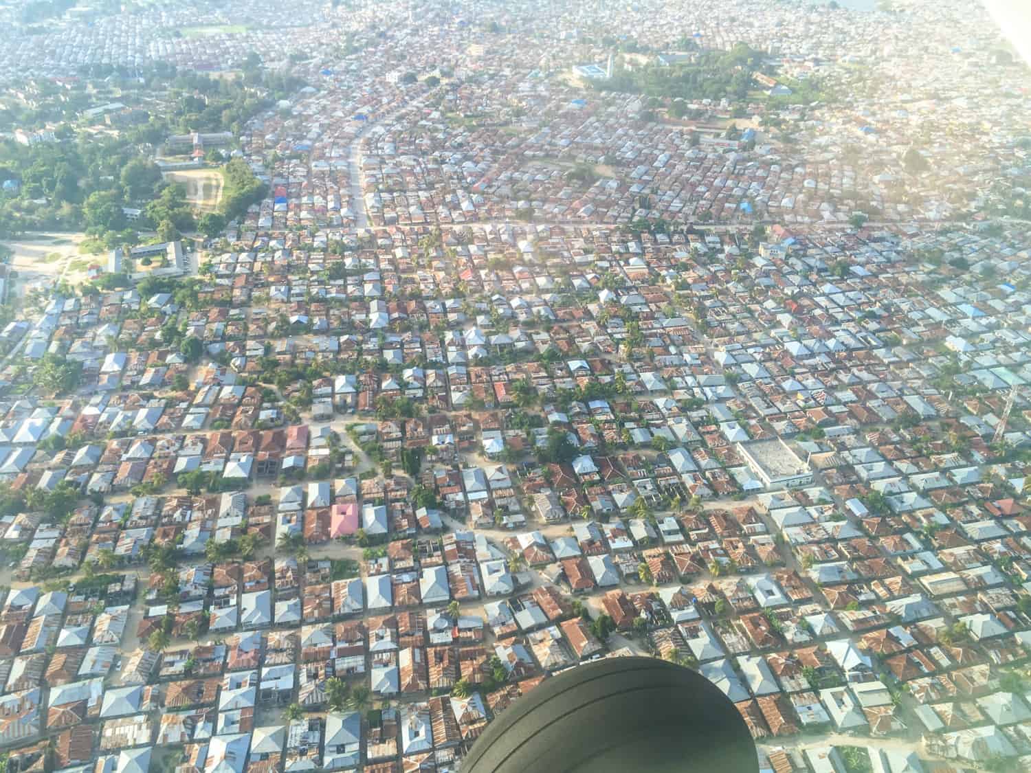 Zanzibar houses from plane