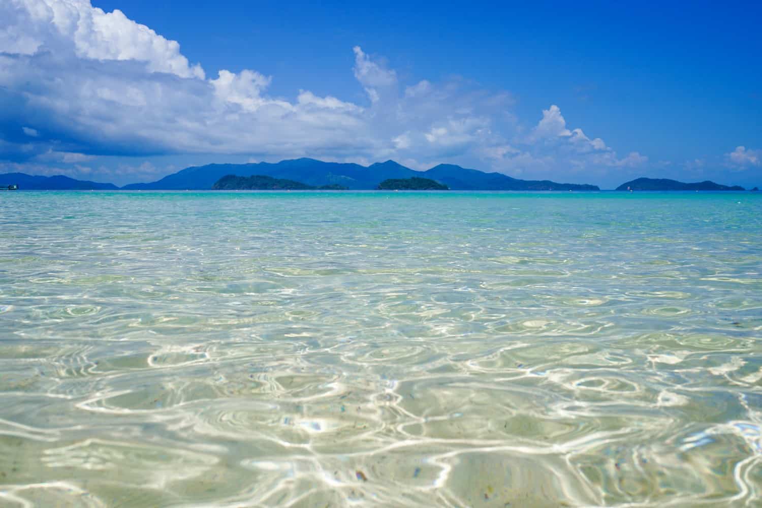 Clear water on the beach in Koh Wai