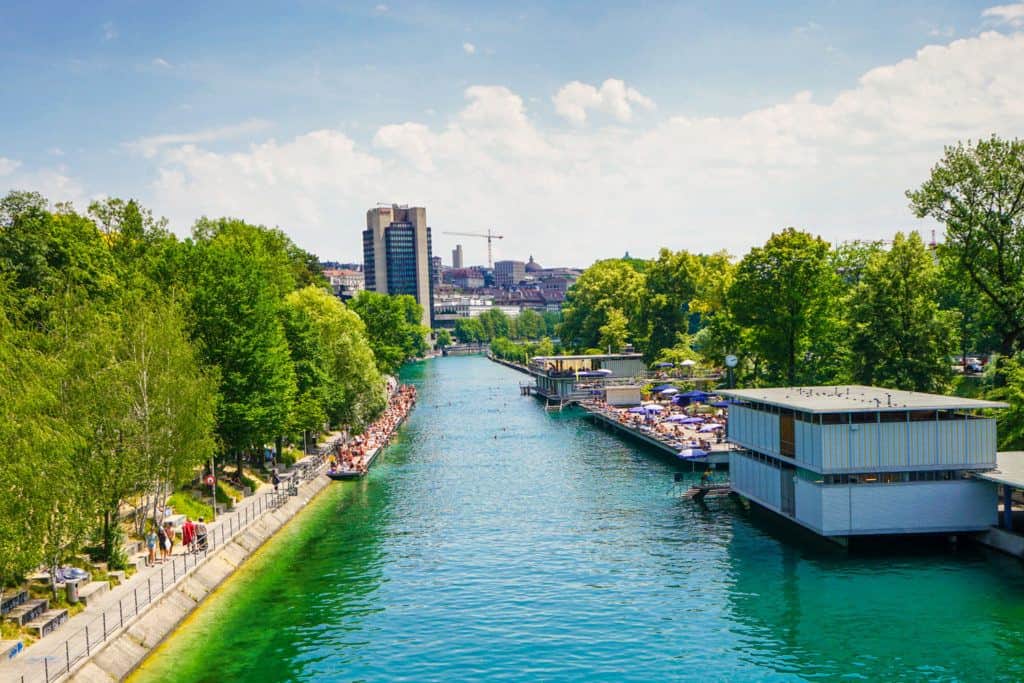 Swimming in Zurich river