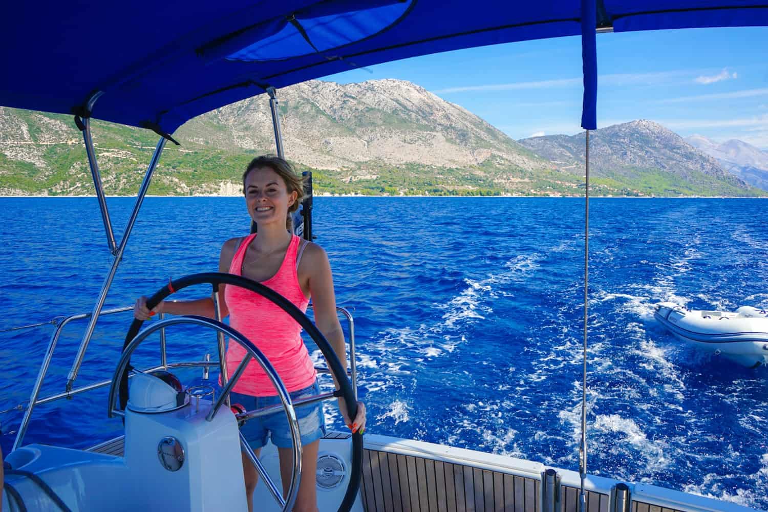 Girl sailing in the Ionian