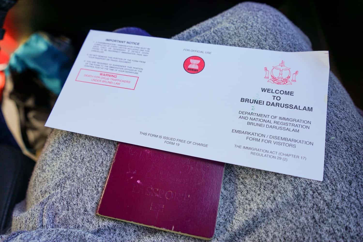 Brunei immigration card