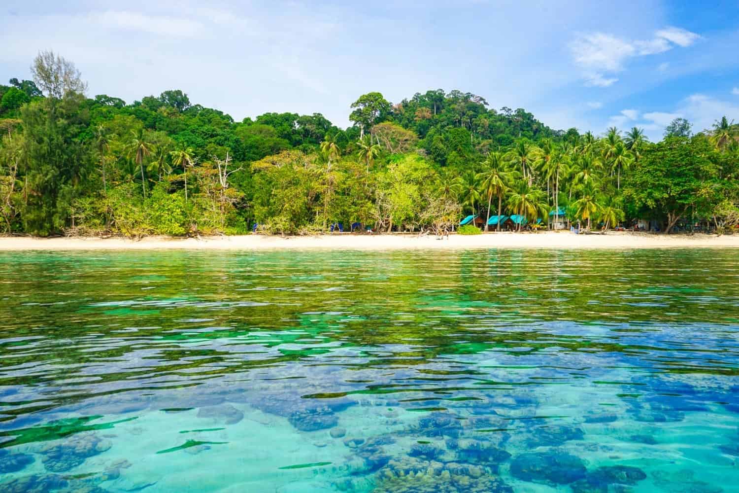 Clear water and beach on Koh Kradan