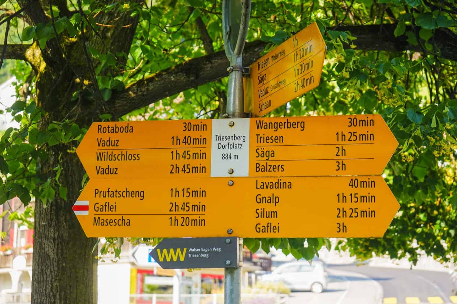 Signpost in Liechtenstein