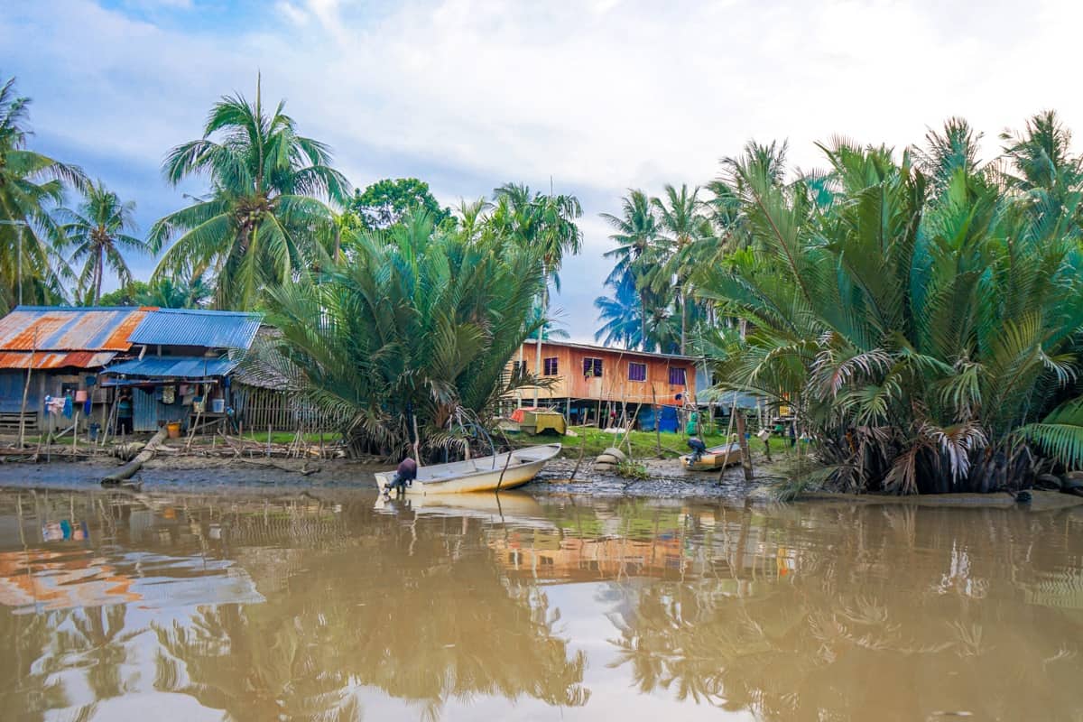 Houses on the river in Kota Belud in Borneo