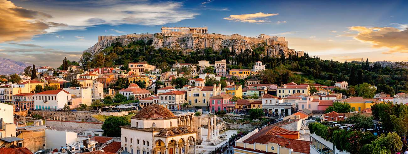 Acropolis and Athens at sunset